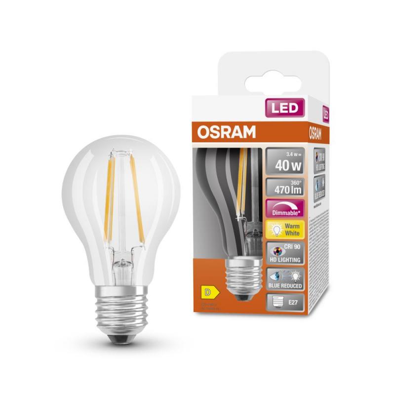Osram E27 SUPERSTAR+ CLASSIC LED Lampe dimmbar 3,4W wie 40W 2700K warmweißes Licht hervorragende Farbwiedergabe CRI > 90